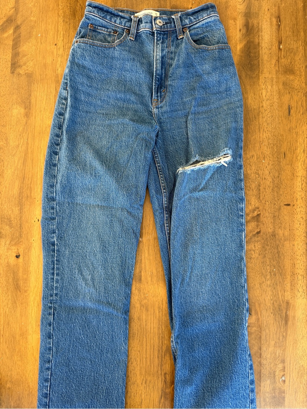 Abercrombie & Fitch Medium Blue High-Rise Straight Jeans